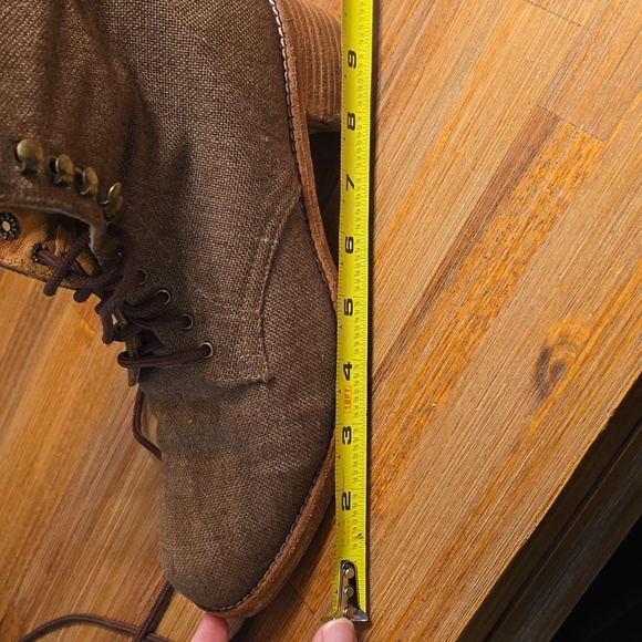 VTG Colin Stuart Brown Canvas Lace Up Boots Leather Sole Chile Sz 8 - Picture 13 of 16